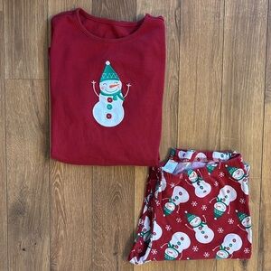 Red Gymboree Snowman Pajama Set - Large
